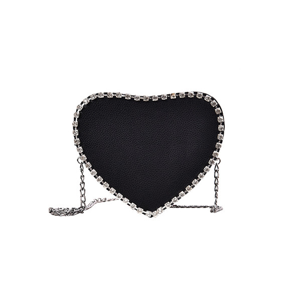 Geanta de dama moderna cu forma de inima si pietre in mai multe culori
