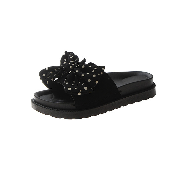 Νέο μοντέλο γυναικείες  παντόφλες  με κορδέλα σε λευκό και μαύρο χρώμα