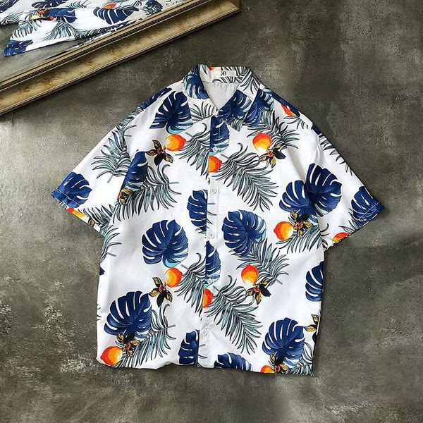 Cămașă de vară bărbătească model larg cu mâneci scurte în culoarea alb