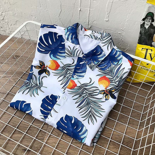 Cămașă de vară bărbătească model larg cu mâneci scurte în culoarea alb