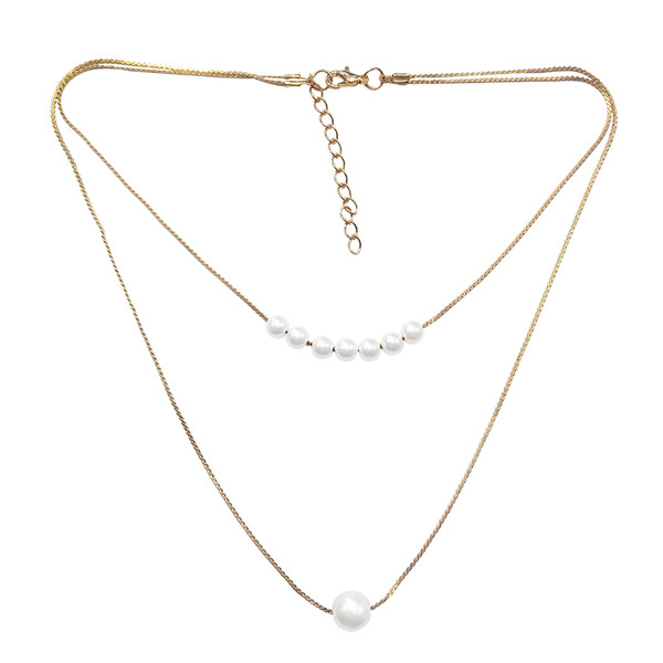 Modern női nyaklánc arany színű gyöngyökkel