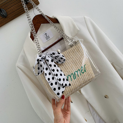 Geanta de dama cu inscriptie in doua culori