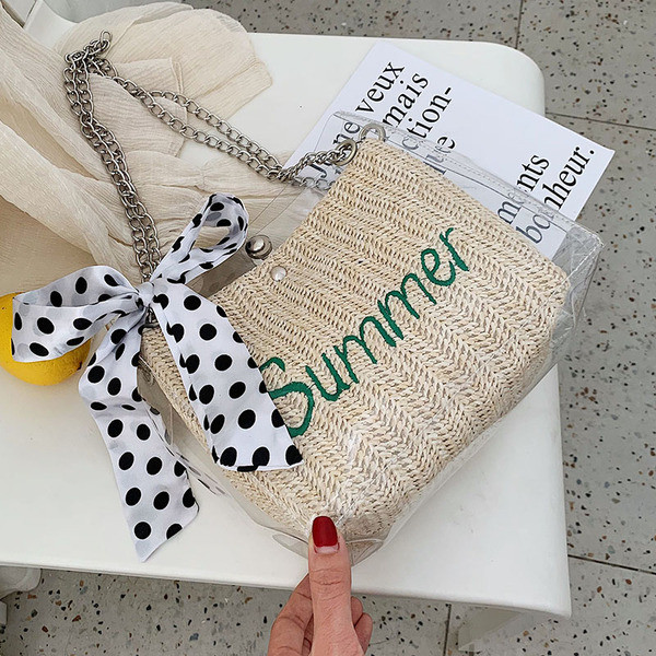 Geanta de dama cu inscriptie in doua culori