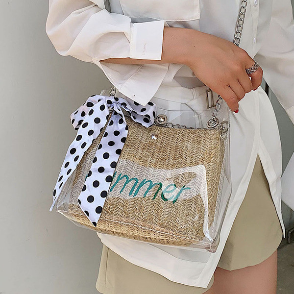 Geanta de dama cu inscriptie in doua culori