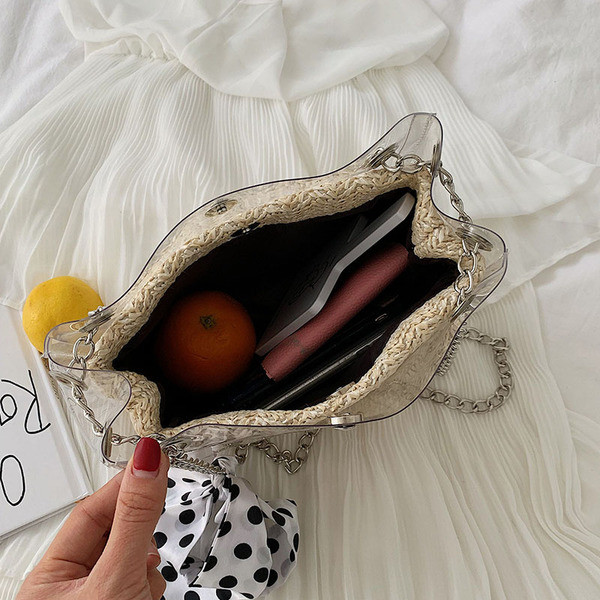 Geanta de dama cu inscriptie in doua culori