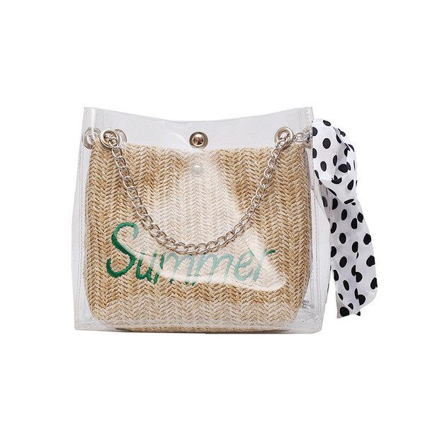 Geanta de dama cu inscriptie in doua culori