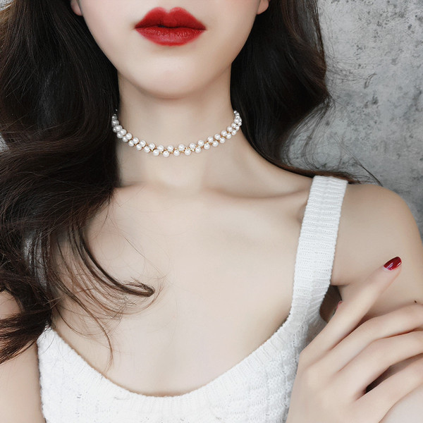 Colier elegant de dama cu perle decorative