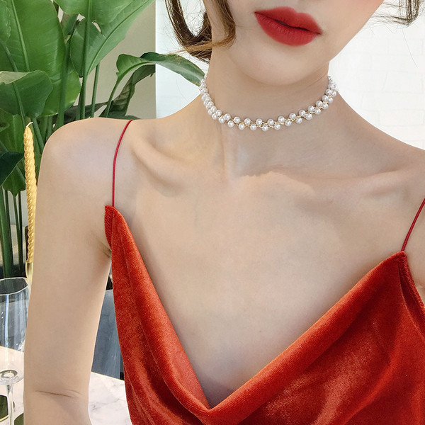 Colier elegant de dama cu perle decorative