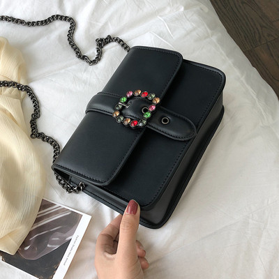 Geanta dama cu catarama si decor cu pietre colorate in patru culori