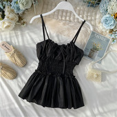 Maieu modern de dama cu bretele subtiri si cravate in mai multe culori