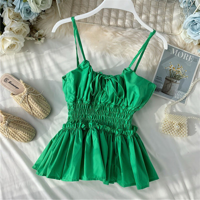 Maieu modern de dama cu bretele subtiri si cravate in mai multe culori