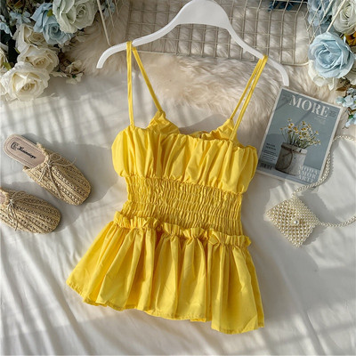 Maieu modern de dama cu bretele subtiri si cravate in mai multe culori