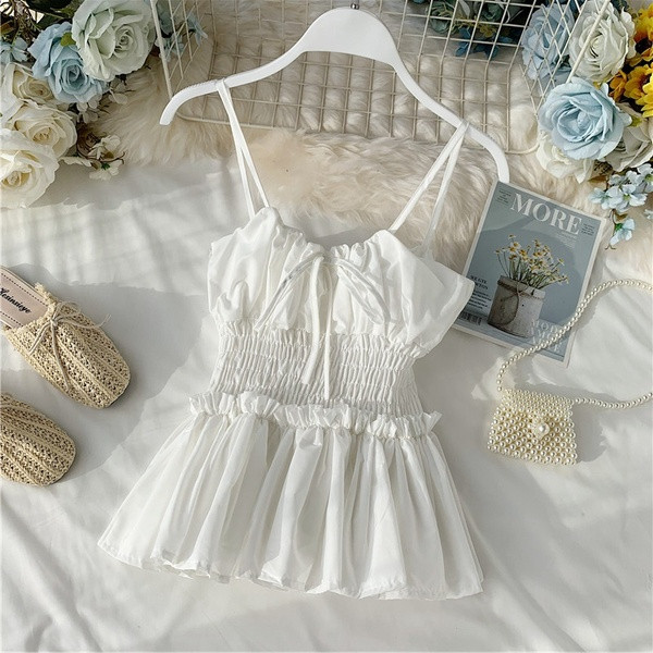 Maieu modern de dama cu bretele subtiri si cravate in mai multe culori