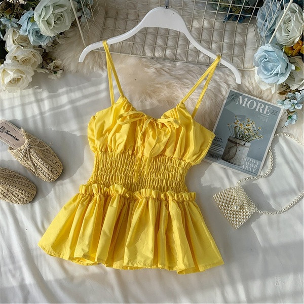 Maieu modern de dama cu bretele subtiri si cravate in mai multe culori