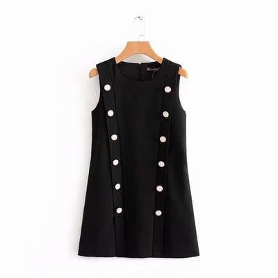 Fehér és fekete gombos női ruha