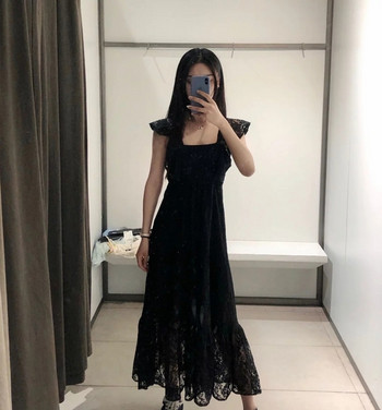 Rochie de dama din dantela cu spatele gol in negru