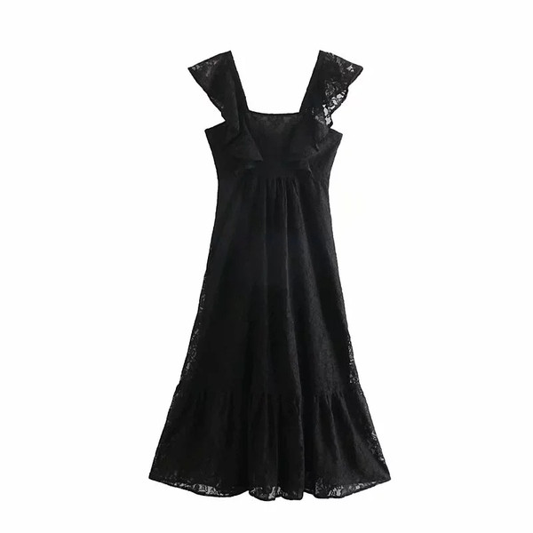 Rochie de dama din dantela cu spatele gol in negru