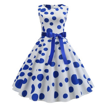 Elegáns női pöttyös ruha szalaggal, három színben