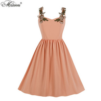 Rochie moderna de dama cu broderie si bretele