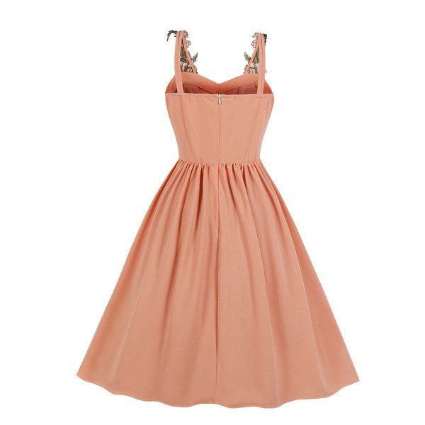 Rochie moderna de dama cu broderie si bretele