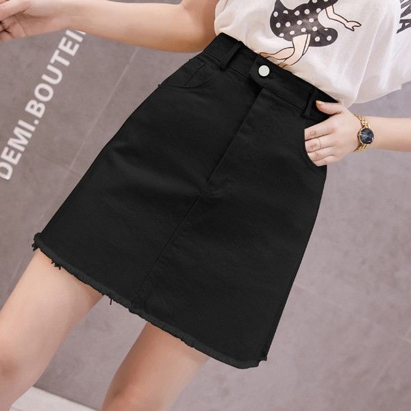 Női alkalmi szoknya magas derékkal, fehér, sárga és fekete színben