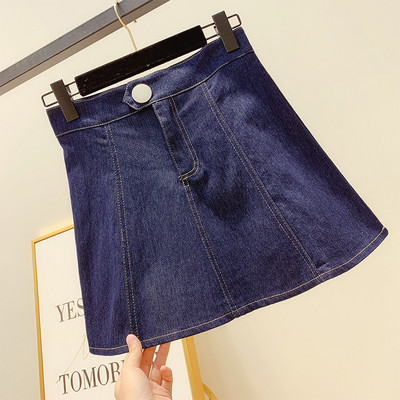 Дамска дънкова пола с копче в три цвята