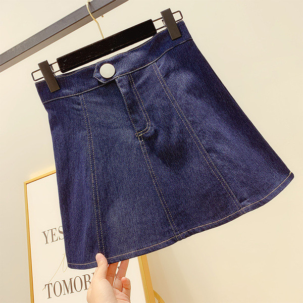 Дамска дънкова пола с копче в три цвята