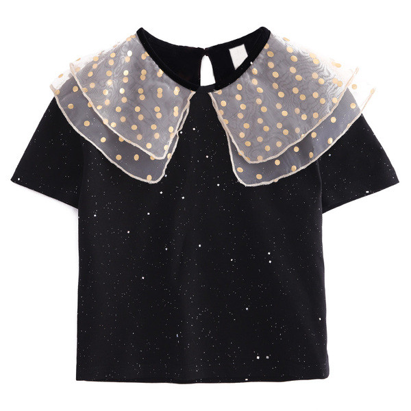 Modern gyerek póló fekete színben - lányoknak