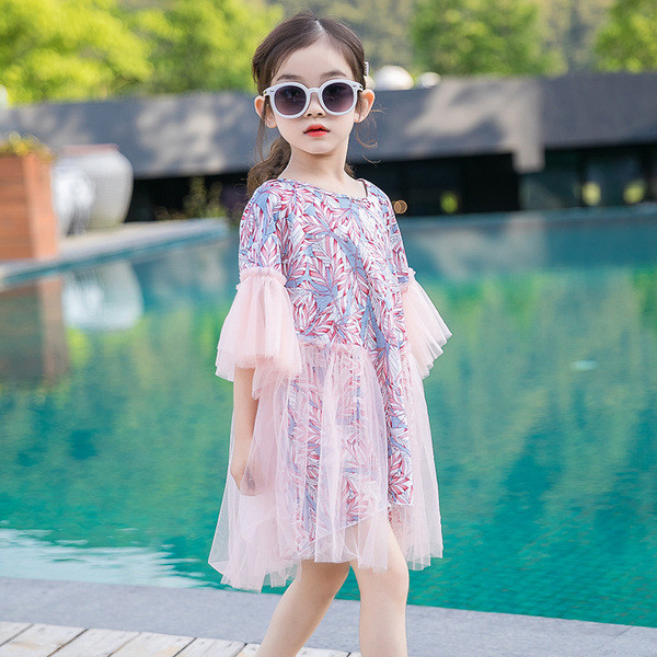 Modern gyerekruha tüll és O-nyakú