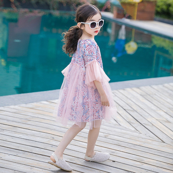 Modern gyerekruha tüll és O-nyakú