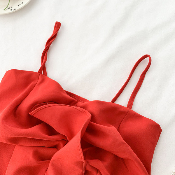 Top scurt de dama modern de culoare rosie