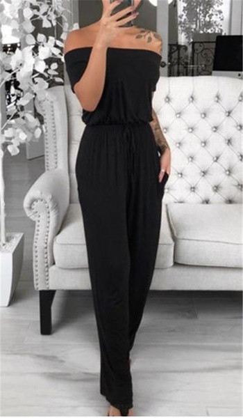 Μοντέρνα Γυναικεία ολόσωμη φόρμα με κοντά μανίκια σε τρία χρώματα