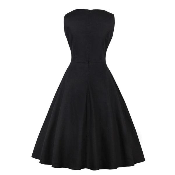 Modern női ruha fekete színben flamingóval