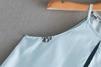 Egyenes női ruha pántokkal, kék és virágmintás színben