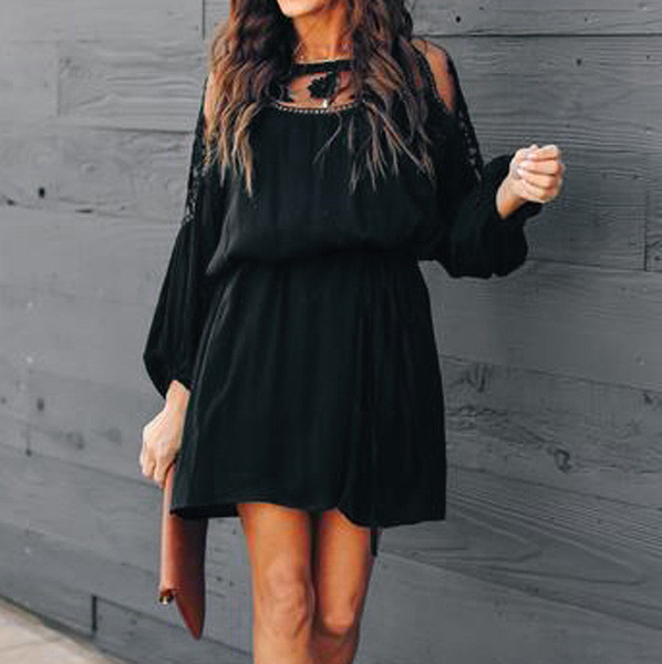 Stílusos női ruha csipkével, három színben