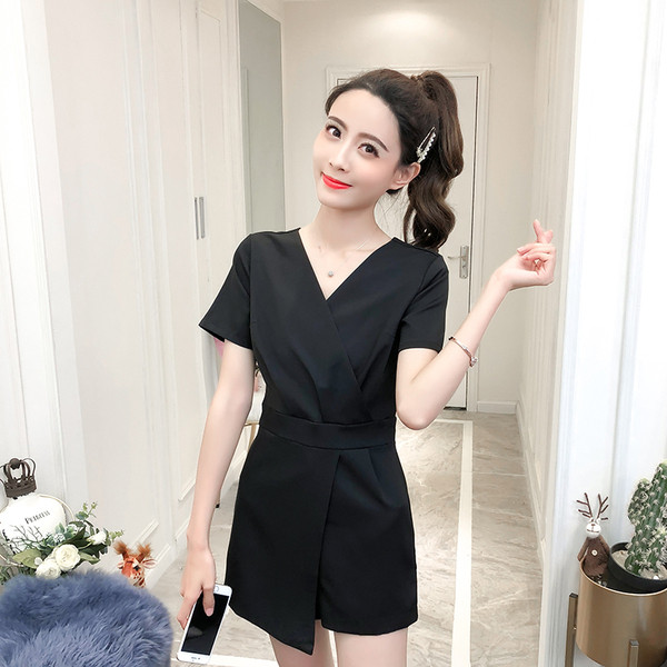 Κομψή Γυναικεία ολόσωμη φόρμα με V λαιμό σε μαύρο και μπορντό χρώμα