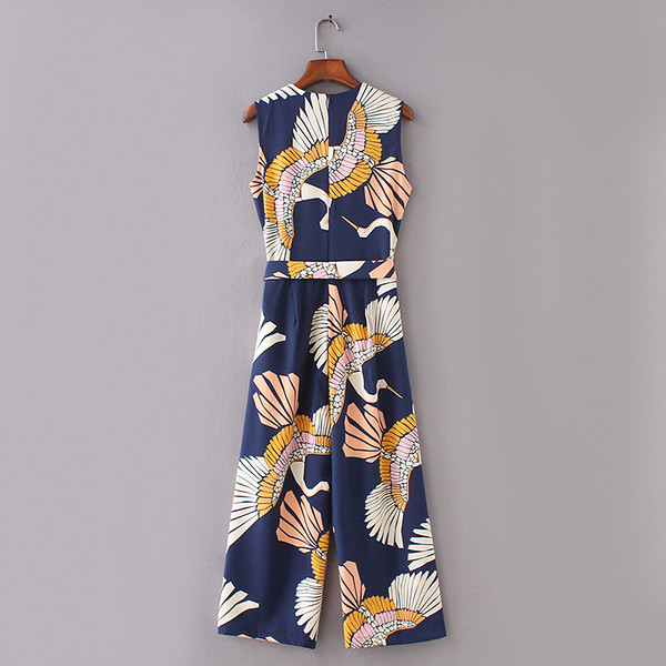 Γυναικείες αμάνικες φόρμες σε μπλε χρώμα με εκτύπωση