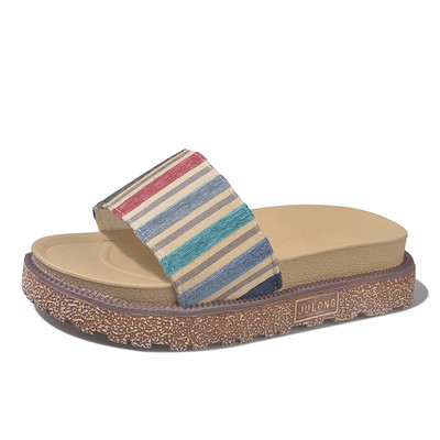 Κομψές γυναικείες παντόφλες με παχιά σόλα σε δύο χρώματα