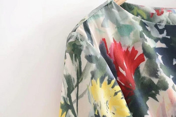 Rövid ujjú, virágmintás női hosszú ruha