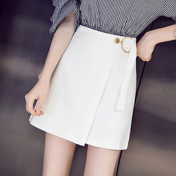 Fusta de dama moderna cu element metalic in alb, negru si rosu