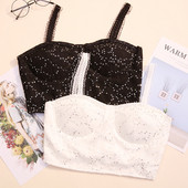 Bustiera de dama moderna cu paiete in alb-negru