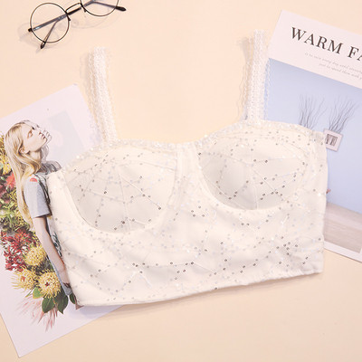 Bustiera de dama moderna cu paiete in alb-negru