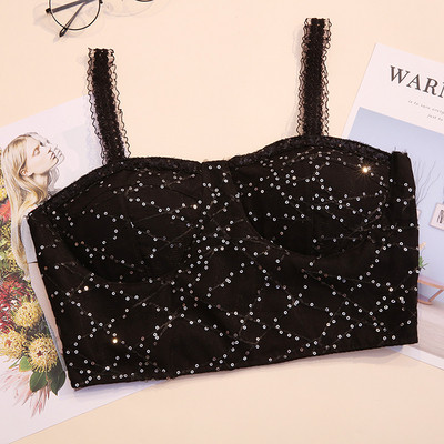 Bustiera de dama moderna cu paiete in alb-negru