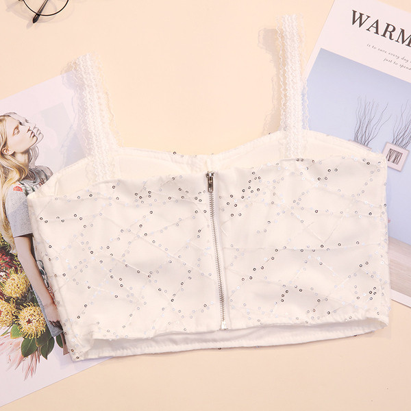 Bustiera de dama moderna cu paiete in alb-negru