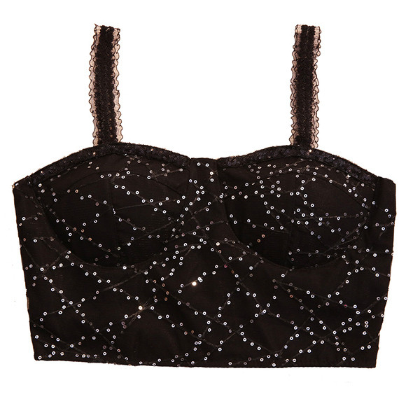 Bustiera de dama moderna cu paiete in alb-negru