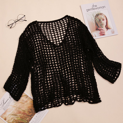 Bluză de vară de damă cu decolteu în V și mâneci lungi în mai multe culori