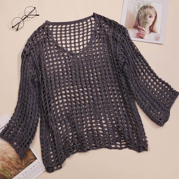 Bluză de vară de damă cu decolteu în V și mâneci lungi în mai multe culori