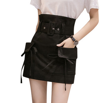 Modern női szoknya magas derékkal és fekete zsebekkel