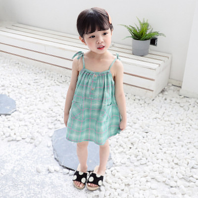 Rochie casual pentru copii cu bretele subtiri si nasturi