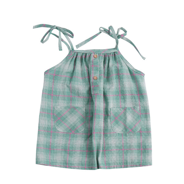 Rochie casual pentru copii cu bretele subtiri si nasturi